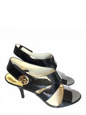Michael Kors Black Patent Leather Strappy Heeled Sandal Women’s Size 8.5